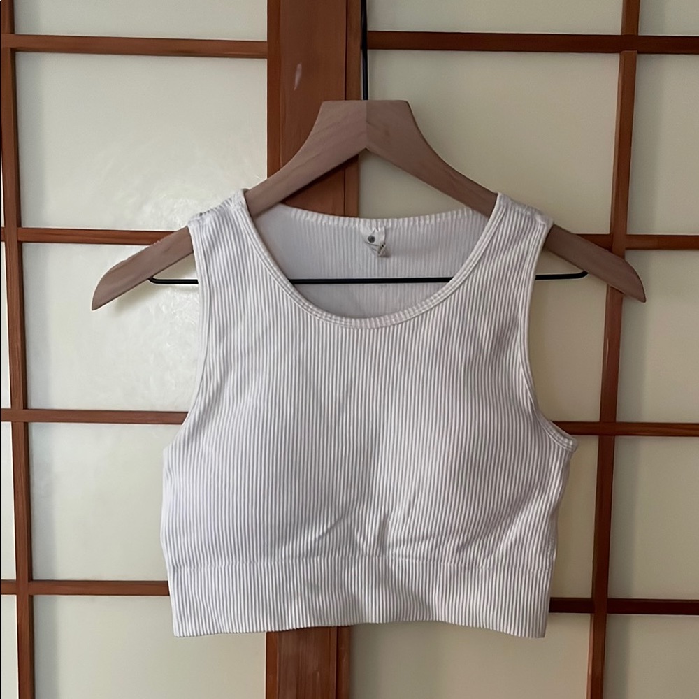 White Ribbed Women's Tank Top